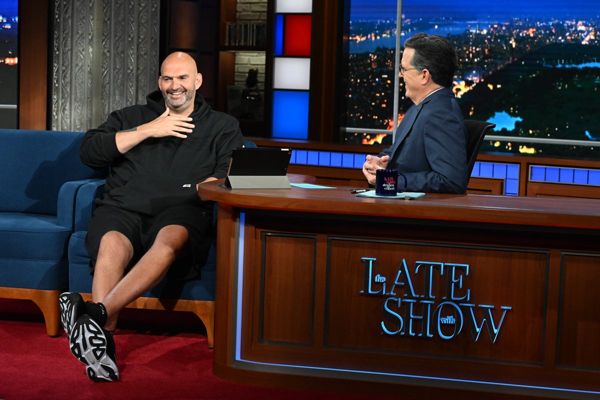 Senator John Fetterman is known for his devastating memes and after tonight, maybe his one liners! #Colbert