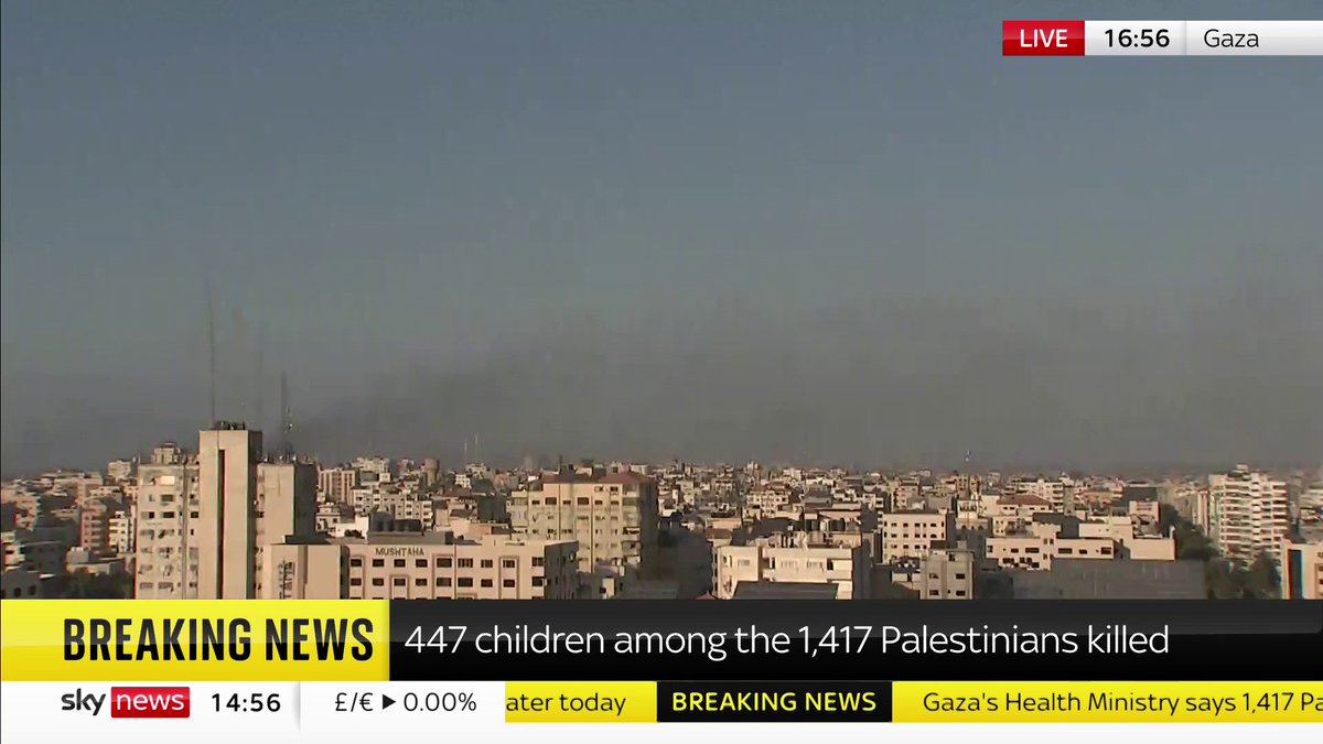 BREAKING: Officials in Gaza have provided a breakdown on those killed by Israeli airstrikes, reporting 1,417 deaths, including 447 children. More than 1,300 Israelis have been confirmed dead since Hamas's attacks. Live updates: 📺 Sky 501 and Virgin 602
