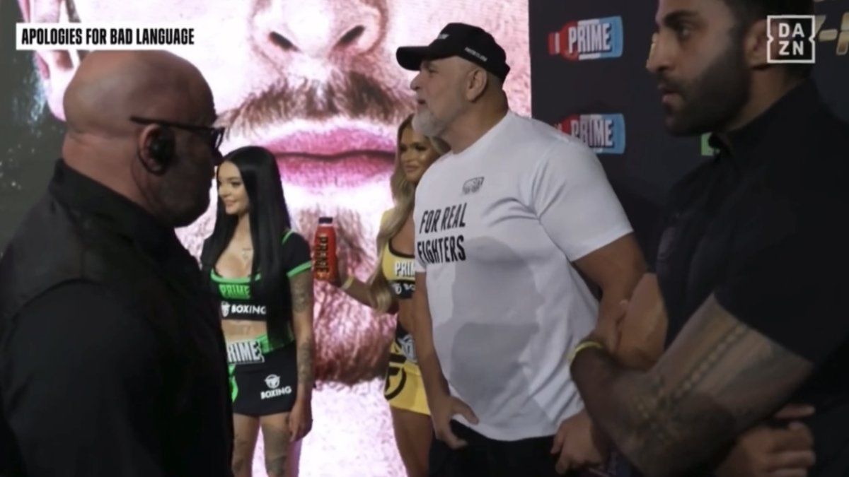 ‼️ John Fury shouting vulgar abuse at KSI throughout his final press conference with Tommy Fury ahead of their fight on Saturday night… [🎥 Faith Ordway]