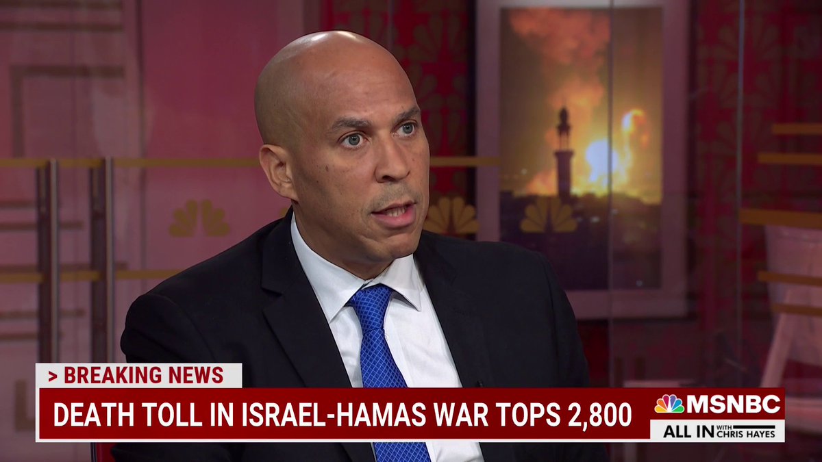 “This is why as an American, as a Black American, I will always stand against hate and stand with the people who are targets of hate,” says Sen. Cory Booker. “It is not complicated. We all must denounce hate and those people who use hate to destroy. That is Hamas.”