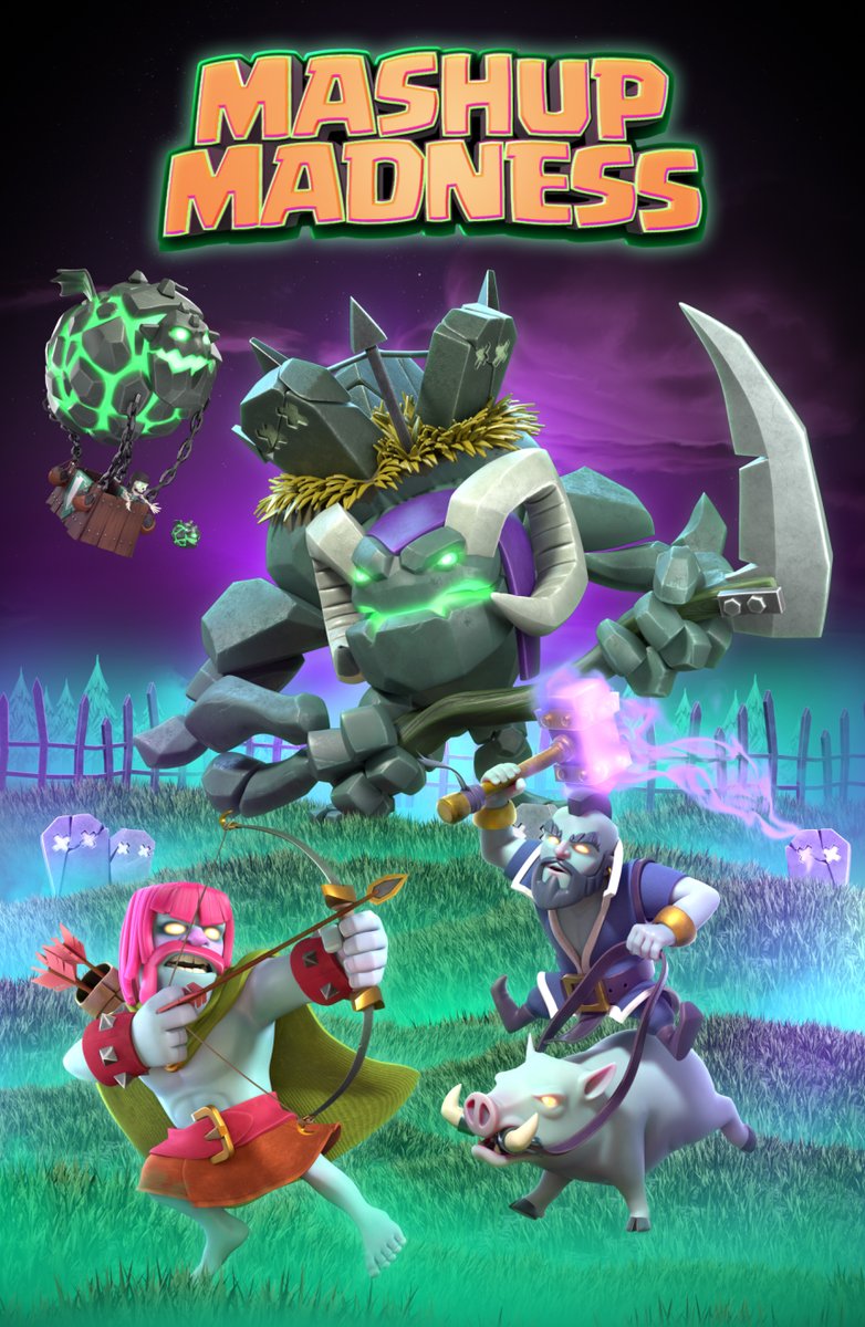 MASHUP MADNESS is live! Attack opponents to collect Sour Elixir, claim rewards including four Clash-O-Ween troops, collect Mashup Medals and trade them for even more rewards!