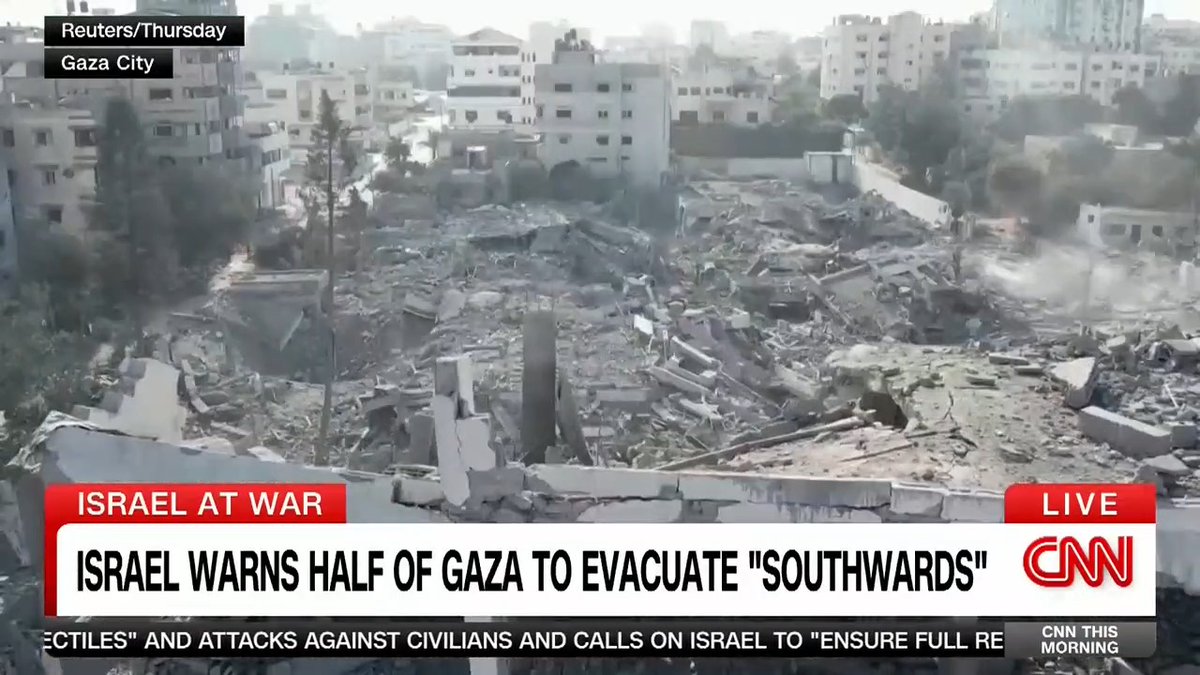 Drone footage captures the destruction in Gaza City. The journalist who filmed this footage was supposed to be speaking to CNN this morning, but he is evacuating. Follow live updates: