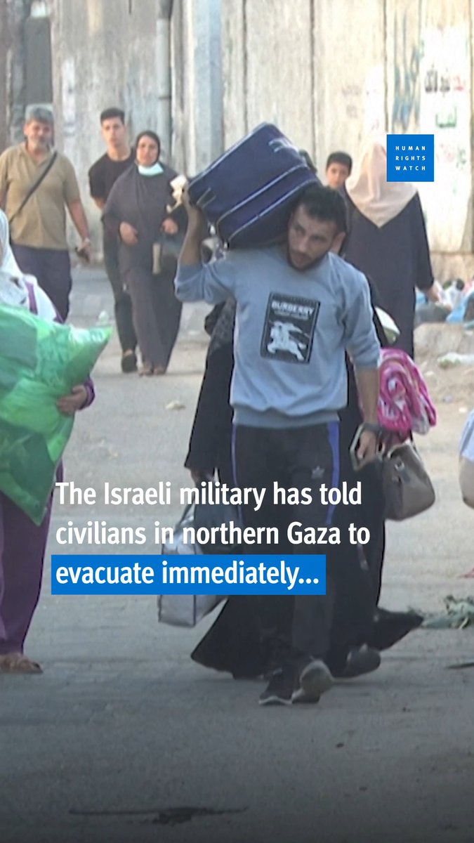 The international community should act to prevent a calamity. The Israeli military's evacuation order in northern Gaza, where over a million people live, could have devastating humanitarian consequences.