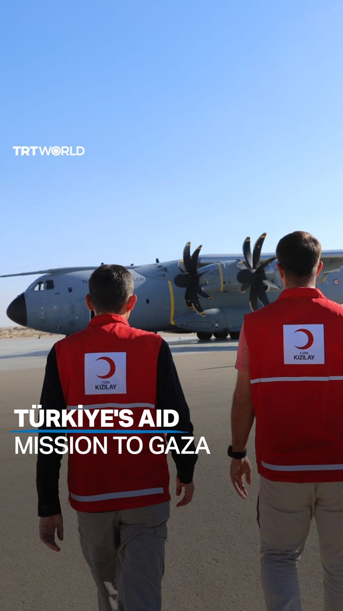 Turkish plane carrying aid for Gaza arrived at Al Arish airport in Egypt. The Turkish Red Crescent loaded the aid onto trucks and intend to reach Gaza as soon as possible through the Rafah crossing