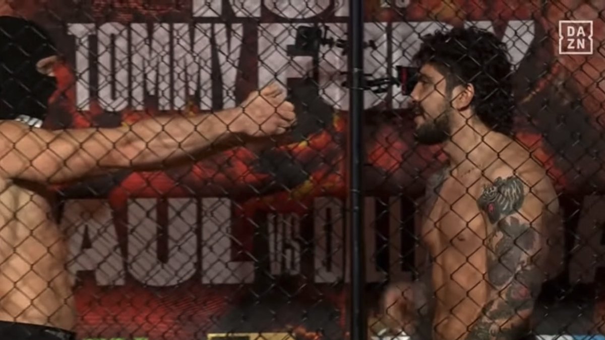 ‼️ Logan Paul vs Dillon Danis FINAL FACE-OFF in the cage ahead of tomorrow night… [🎥 Faith Ordway]