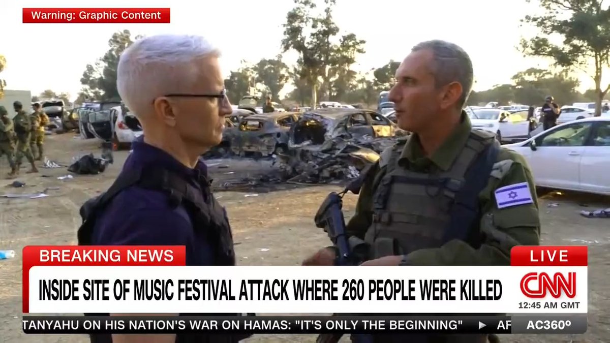 The Israeli Defense Forces took CNN’s @AndersonCooper to visit the site of the Nova music festival, where 260 people were killed. Watch the report for Anderson Cooper 360°: