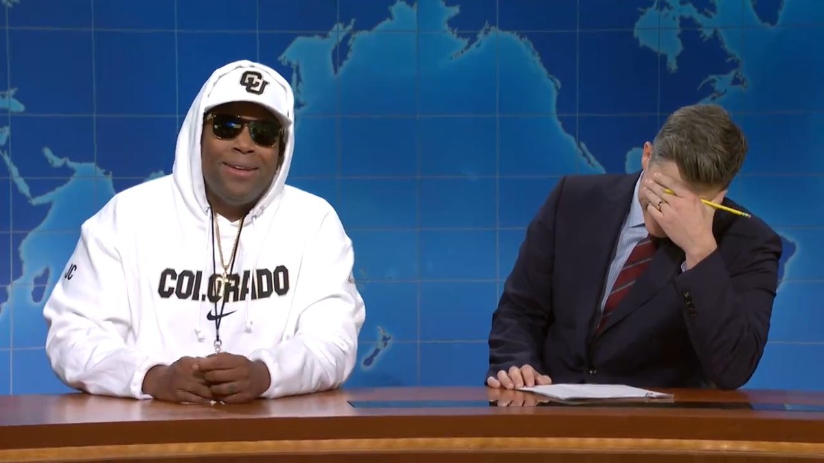 Deion Sanders stops by the Update desk. #SNLPremiere