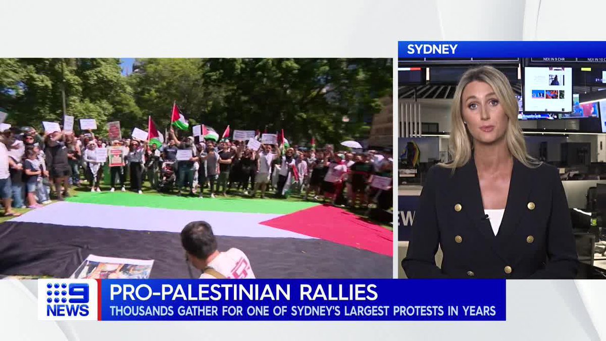 Sydney has seen one of its largest protests in recent years go ahead today in Hyde Park with more than six thousand Palestinian supporters gathering in the city. Zara James #9News