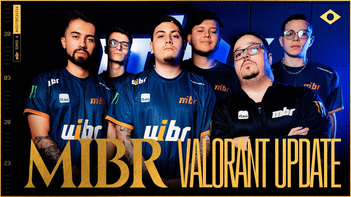 A parceria que trouxe o primeiro mundial está de volta! 💙 E decidiram juntar muita mira jovem com experiência! Dêem boas-vindas para os novos monstros do #MIBRVALORANT: MIBR fRoD, FURIA artziN 🇧🇷 e mazin 🔥 #SomosMIBR