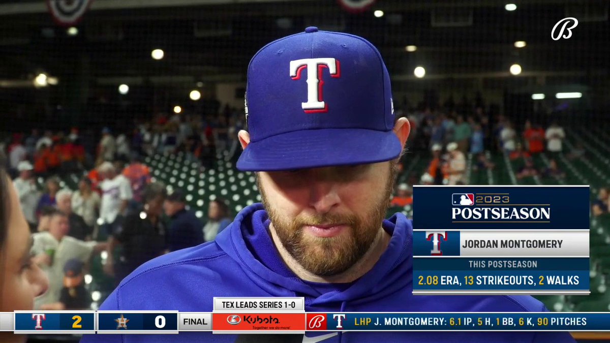 "It's always good to win Game 1, but we've got 3 more games to win. Nothing to celebrate. We're gonna get right back to it tomorrow." Jobs not finished. Onto the next. Texas Rangers | #GoAndTakeIt 📺: BSSW