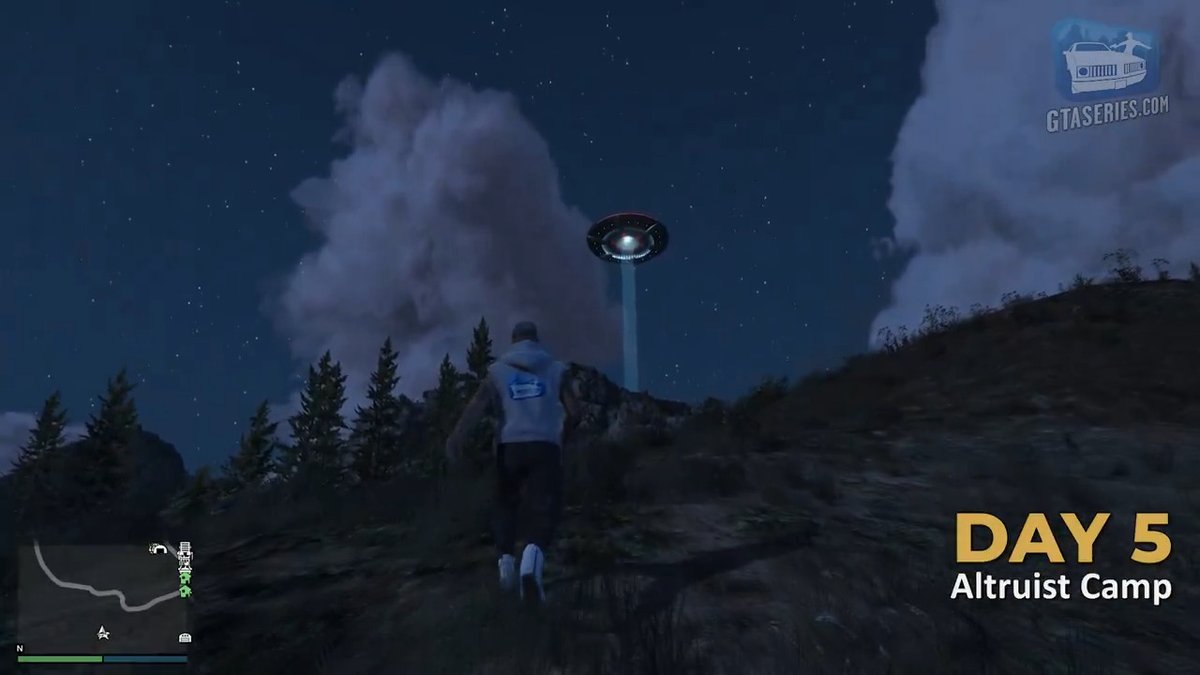 #GTAOnline UFO DAY 5 Take a picture of the UFO available between 10PM and 4AM and send it to Omega to receive $15,000 and 1000 RP. Make sure to take a picture of the UFOs every day to obtain the three variants of the Glow Believe Cap at the end of this month.