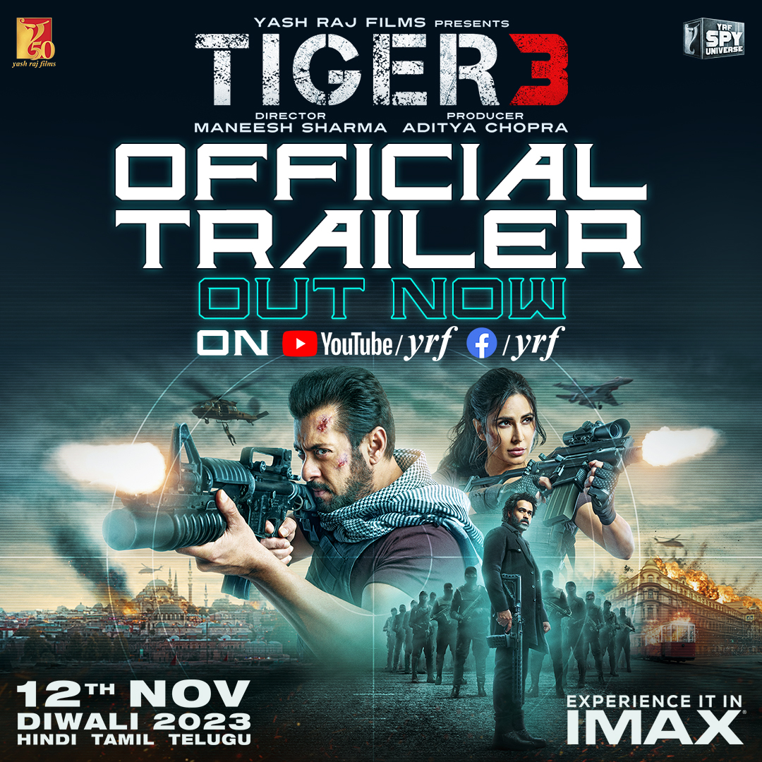 Tiger se dushmani sabko bhaari padti hai. This time it’s personal! Watch #Tiger3Trailer now: #Tiger3 arriving in cinemas on 12th November. Releasing in Hindi, Tamil & Telugu. #YRF50 | #YRFSpyUniverse