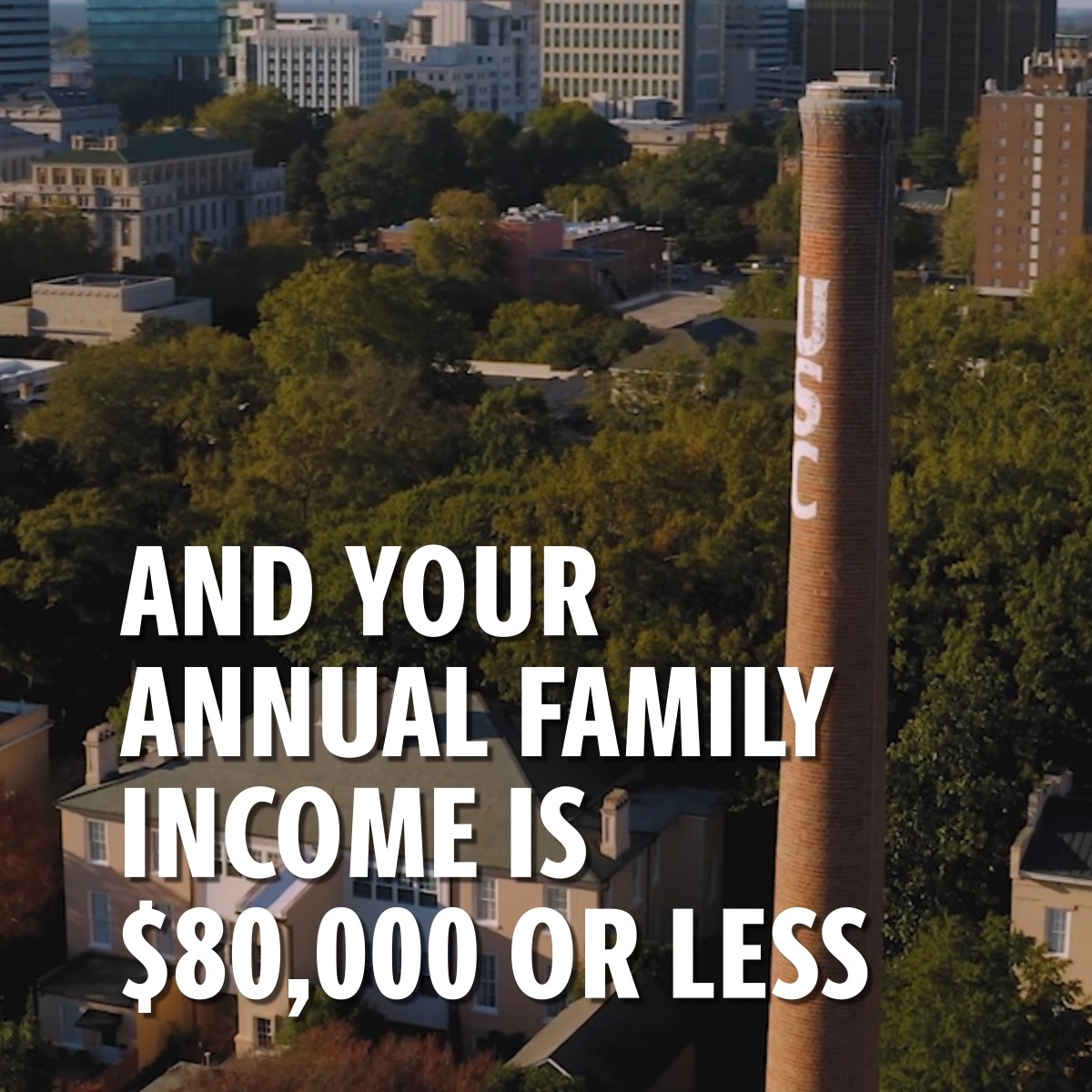 Today, we're proud to announce that South Carolina high school seniors in the top 10% of their class from a family with an annual income under $80K can attend USC and any of our system institutions with no-cost tuition. Details on USC Commitment: