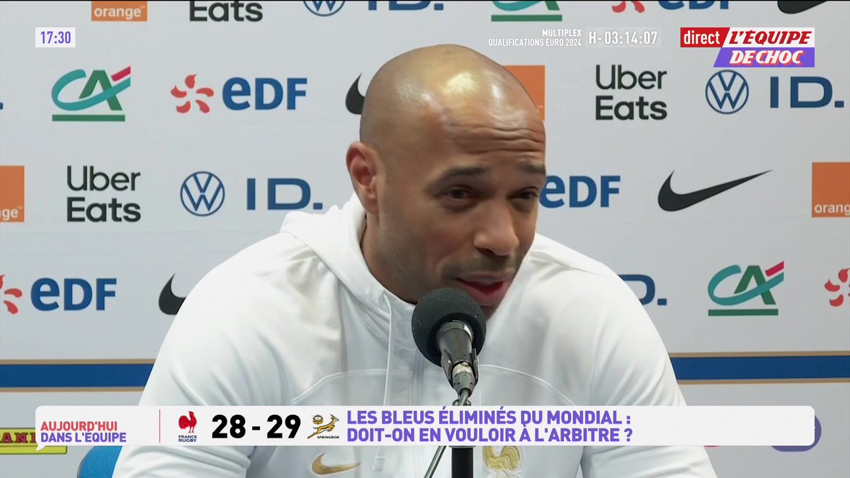 💬 Thierry Henry parle d'Antoine Dupont : « Il peut être un modèle pour Warren. Antoine Dupont nous a montré qu'il était un guerrier. Chapeau bas, il a mis son corps en avant pour son équipe et son pays » #FRAvRSA
