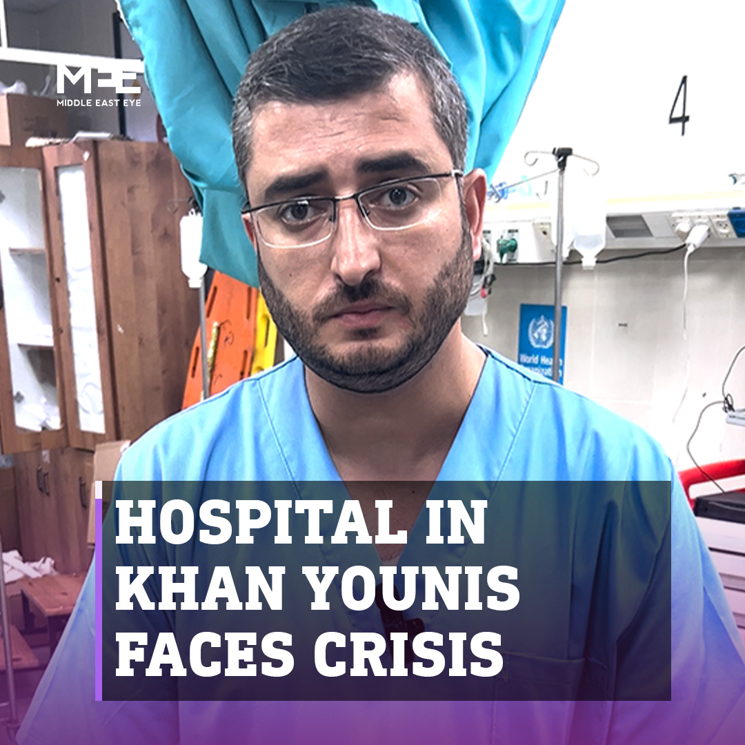Dr Mohammed Qandeel, medical consultant at Nasser Hospital in the southern Gaza city of Khan Younis, describes how the hospital is facing an imminent crisis as it is running low on fuel and water while treating patients with severe injuries.