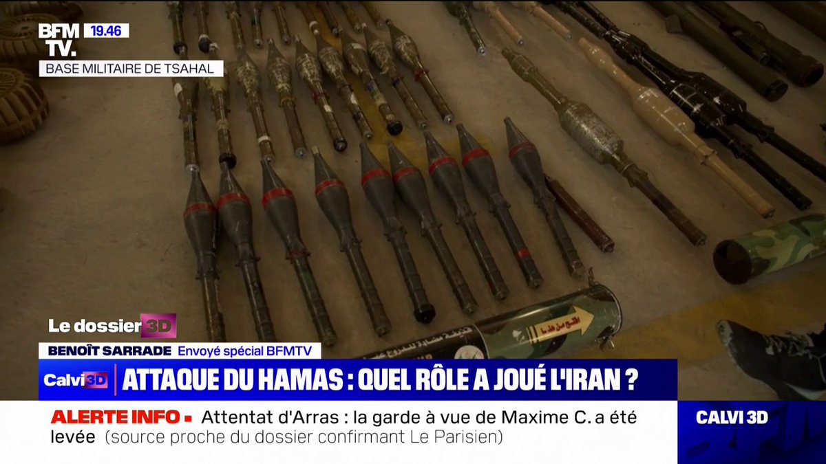 💬 "Tout a été fabriqué en Iran et utilisé par le Hamas contre des civils israéliens" ➡ Les autorités israéliennes dévoilent une partie de l'arsenal utilisé par le groupe terroriste palestinien lors des attaques du week-end dernier