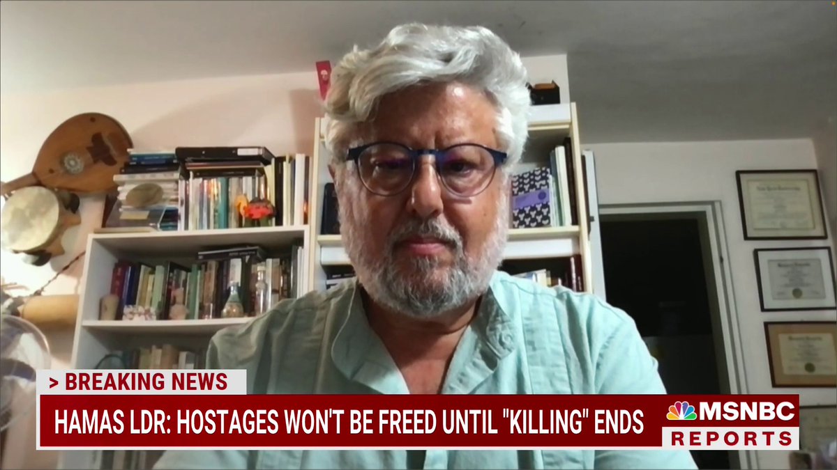 .Gershon Baskin🟣 غرشون باسكين גרשון בסקין, tells Katy Tur the status of hostage negotiations in Israel. "Our belief is that there are talks officially taking place between Qatar and Hamas, and that the Americans are playing the other side of the role and transferring messages from Qatar to Israel."