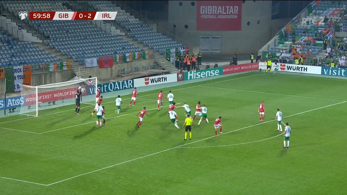 What about that for an assist from Jamie McGrath 😳 🦂 Matt Doherty with the finish to make it 3-0 to Ireland on the hour mark! 🇬🇮 0-3 🇮🇪 📺Live on RTÉ2 💻 📱