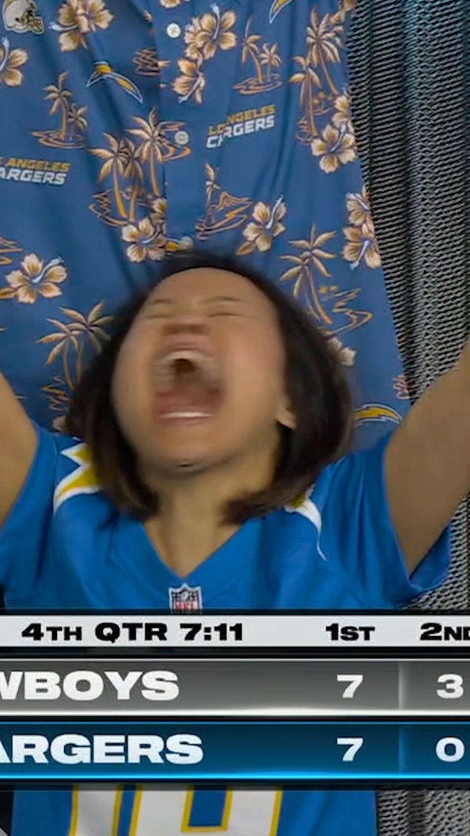 This Chargers fan went through all the emotions in her team's loss to the Cowboys 💔 #DALvsLAC