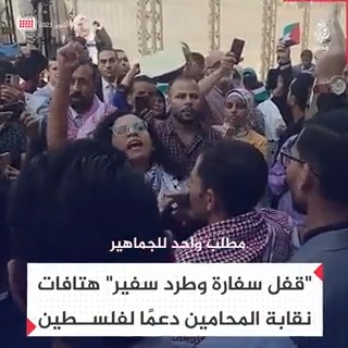 "قفل سفارة وطرد سفير".. هتافات المحامين خلال وقفة لدعم فلسطين