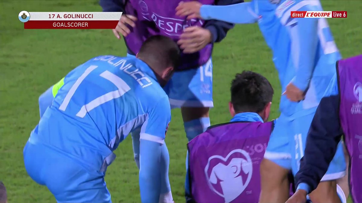 C'est HISTORIQUE, Saint-Marin 🇸🇲 marque grâce à une demi-volée de Golinucci. ⚽️ 📽️ L'Équipe