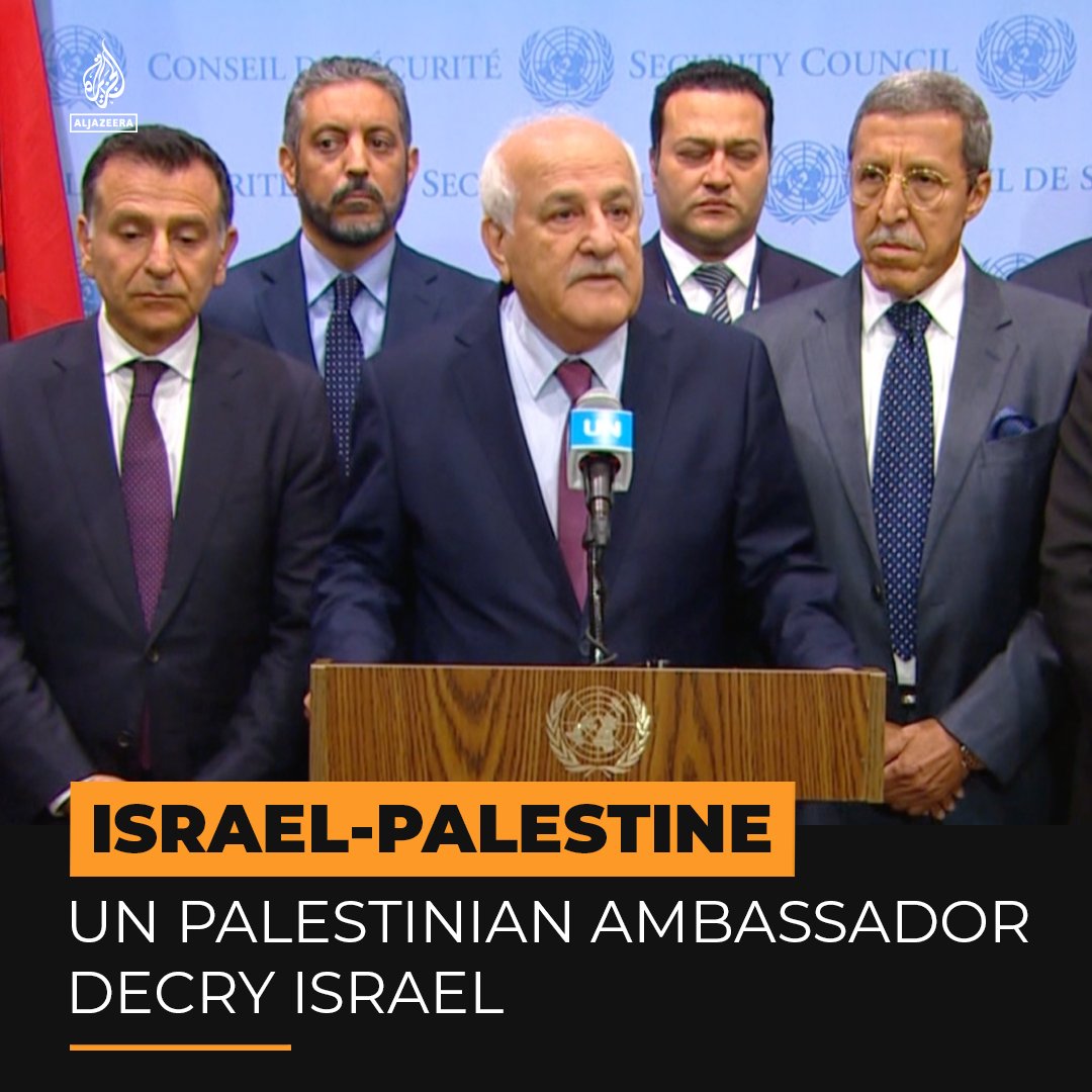 Palestinian Ambassador to the UN Riyad Mansour denounced Israel for carrying out the deadly attack at the al-Ahli Hospital in Gaza, calling Israeli PM Netanyahu 'a liar' for blaming Islamic Jihad ⤵️