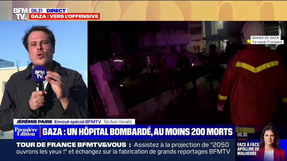 Israël et le Hamas s'accusent mutuellement du bombardement d'un hôpital de Gaza, qui a fait au moins 200 morts
