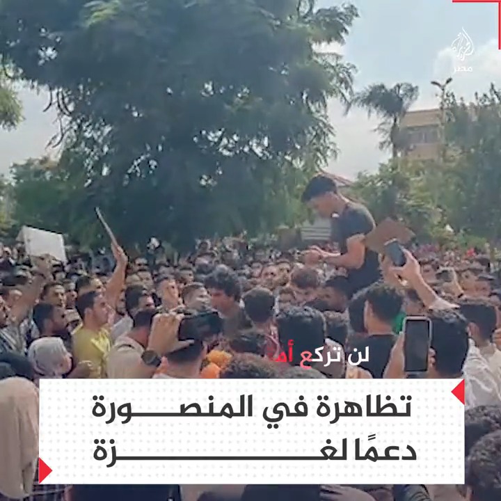 "مش هنسيبك يا فلسطين".. تظاهرة طلابية بجامعة المنصورة ضد العدوان الإسرائيلي على قطاع غزة