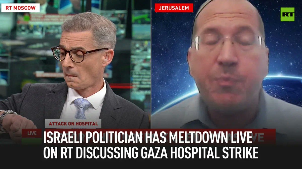 Israeli politician has meltdown live on RT discussing Gaza hospital strike Follow us on Rumble: