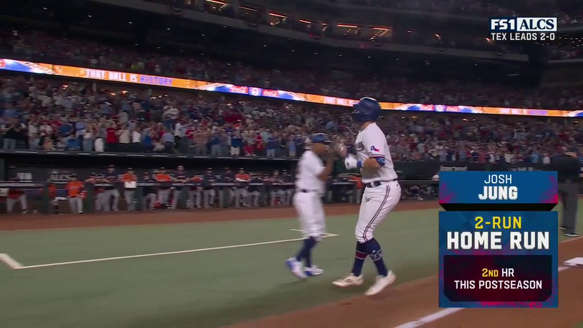 Josh Jung gets the Texas Rangers on the board with a 2-run homer! 📺: FS1
