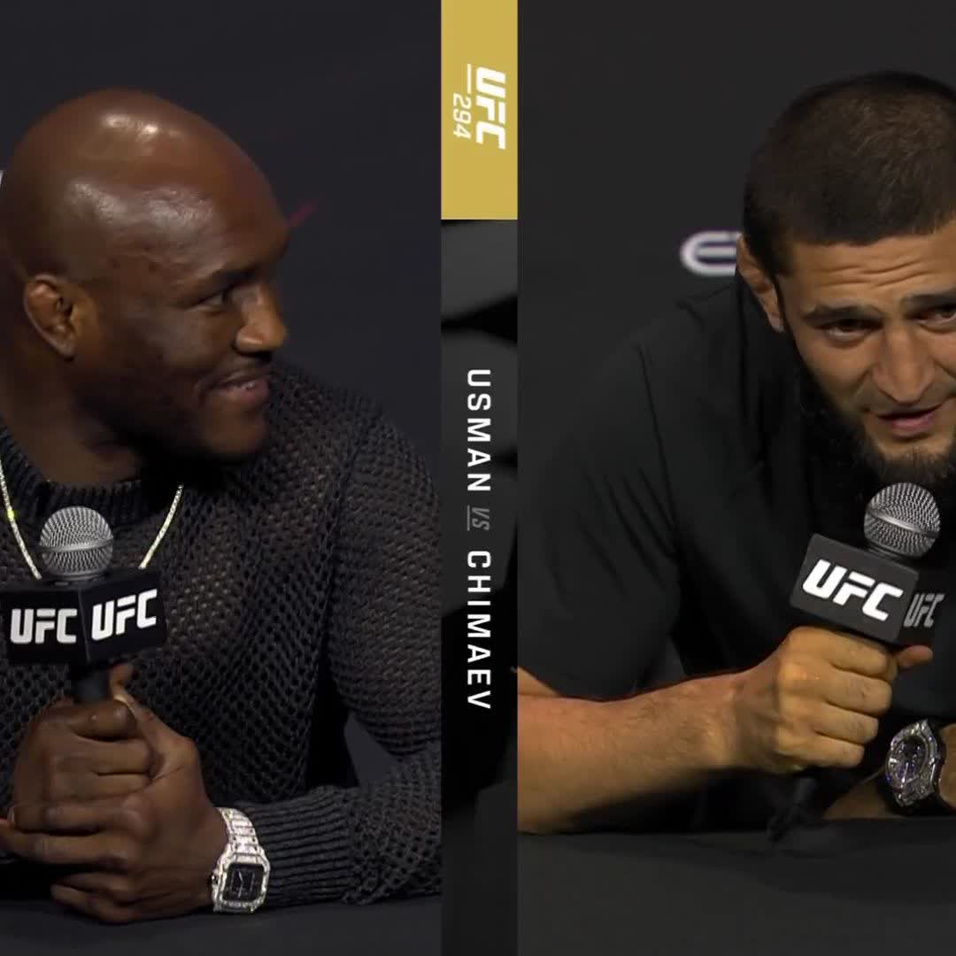 Usman: “As Sean Strickland says, we’re gonna do the man dance.” 😁 Chimaev: “Some people come to dance, I’m here to kill somebody, that’s the difference.” 😳 #UFC294