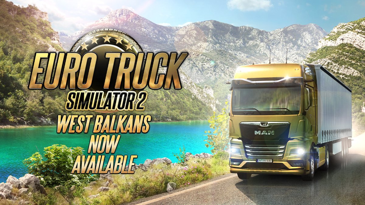 IT'S FINALLY HERE! 😍 The West Balkans DLC for Euro Truck Simulator 2 is now available on Steam 🥳 Get ready for an exciting journey through stunning landscapes and challenging roads 🚛 Get the map expansion now 👇