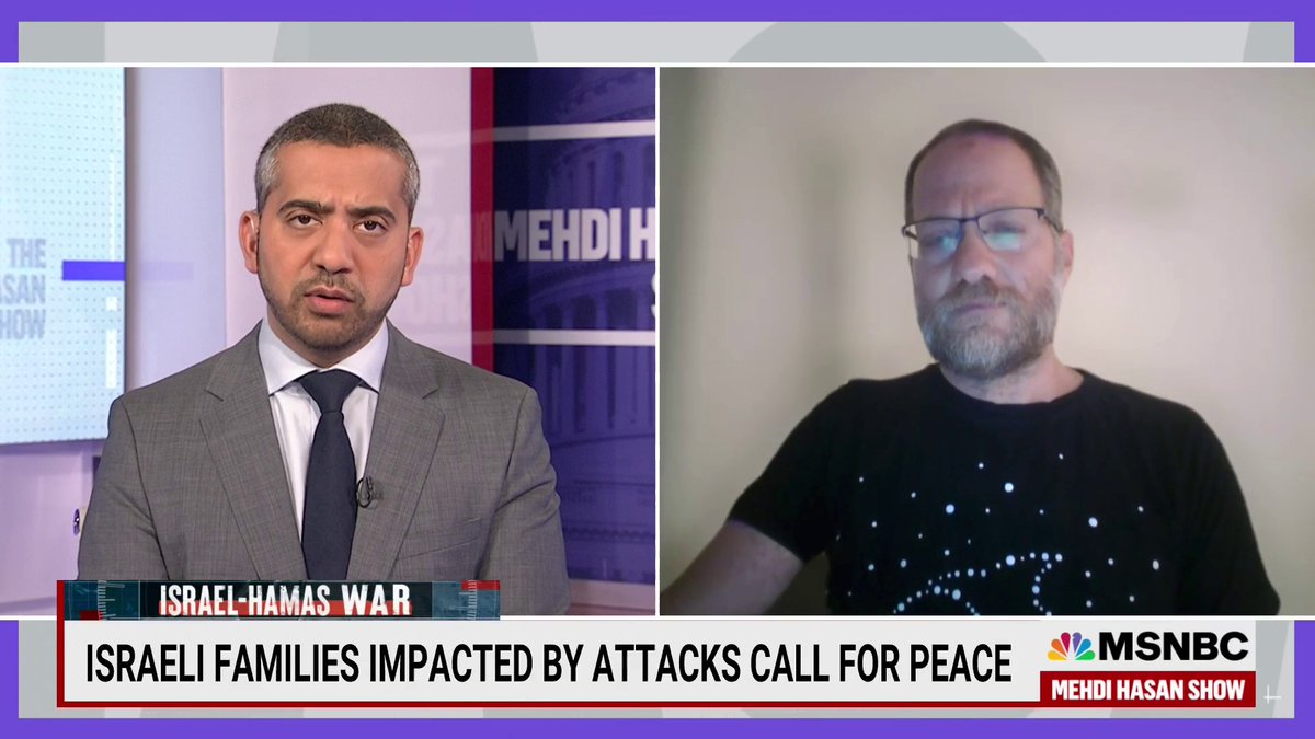 "War is not the answer... war will never be the answer... me & my family, we are seeking no revenge. We are seeking peace & equality." Hamas killed Israeli מעוז معوز Maoz's parents last week & yet, as he told me today, he opposes Israel's bombing of Gaza: