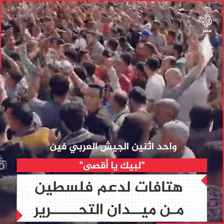 "لبيك لبيك لبيك يا أقصى".. متظاهرون في ميدان التحرير يهتفون دعمًا لفلسطين