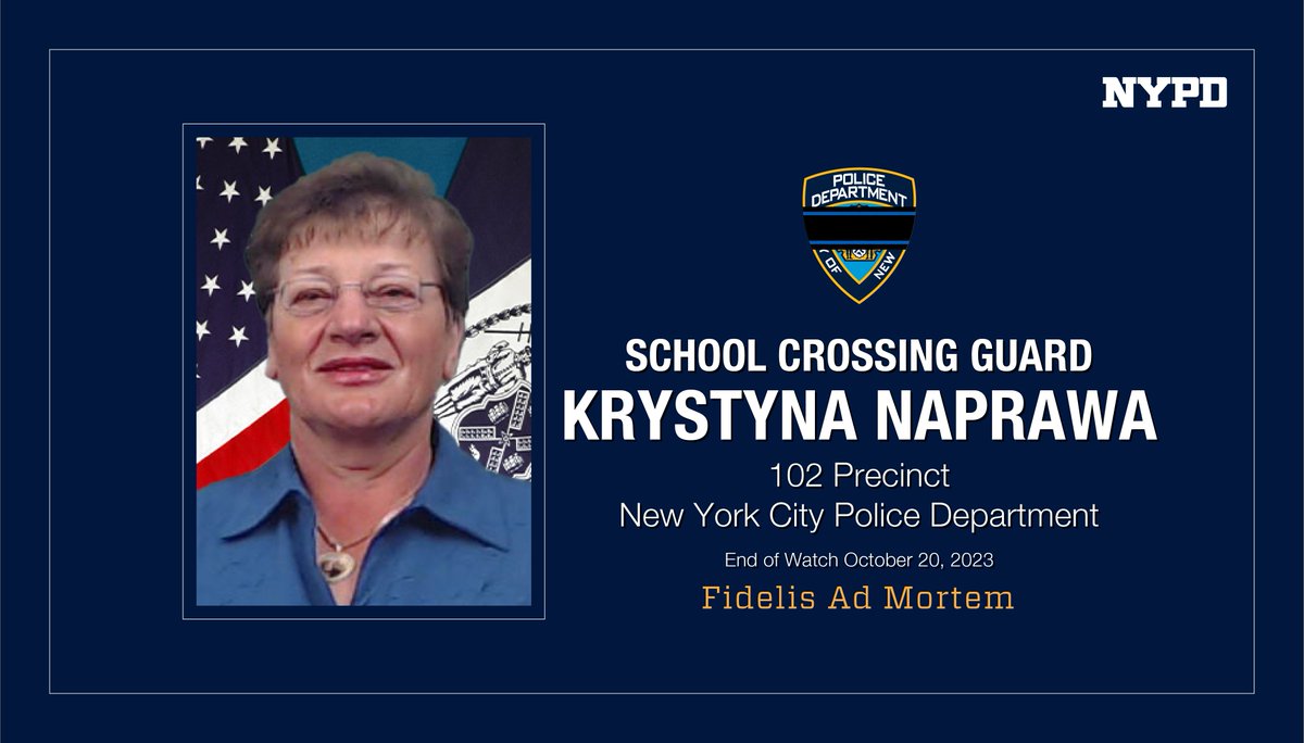 Our hearts are heavy today as we grieve the loss of our 13-year Veteran, School Crossing Guard Krystyna Naprawa. We will never forget her and her commitment to service. Our prayers and love are with her family and anyone who was blessed to know her.