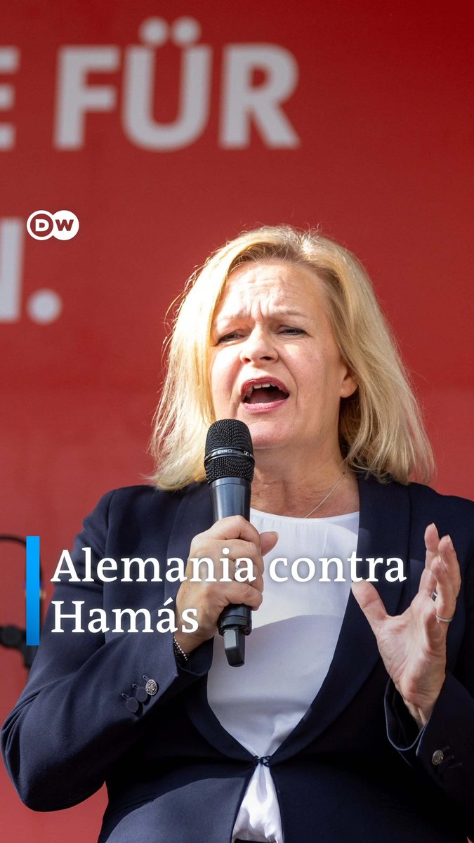 Alemania debate deportar del país a los “seguidores” de Hamás Tras la creciente violencia de las manifestaciones pro-palestinas en Berlín, la ministra alemana del de Interior, Nancy Faeser conminó a agotar las posibilidades de la ley alemana para expulsar del país a los "seguidores" de Hamás.