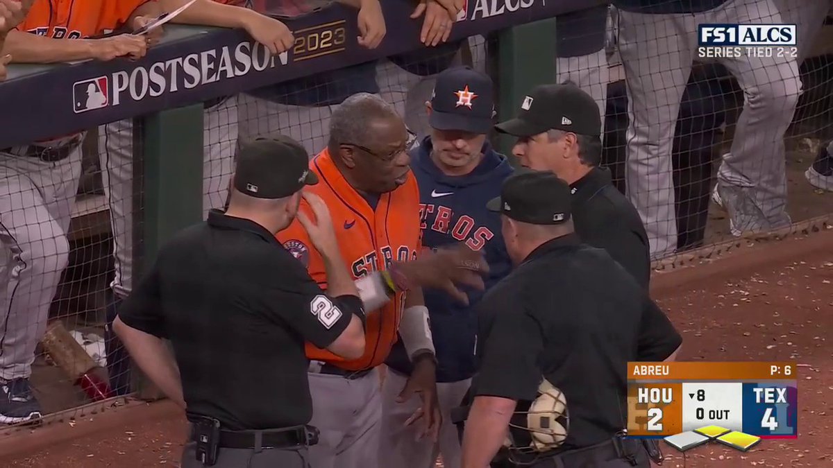 Bryan Abreu and Dusty Baker have been ejected from the game.
