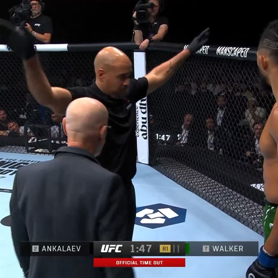 Disappointing end to this one. Ankalaev vs Walker is ruled a No Contest after the ref calls a stop due to an unintentional foul. #UFC294