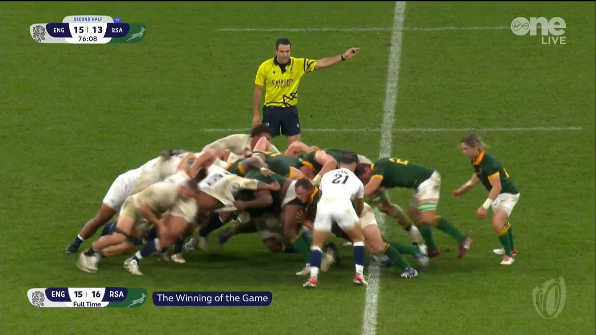 Scrum discussion: 🗣 "By giving a penalty where you can take 3 points or kick for touch and maul, you are incentivising scrummaging to get the penalty!" 🗣 "World Rugby have to make a decision. Do we want the scrum to be the focal point of our game?" #ENGvRSA #RWC2023