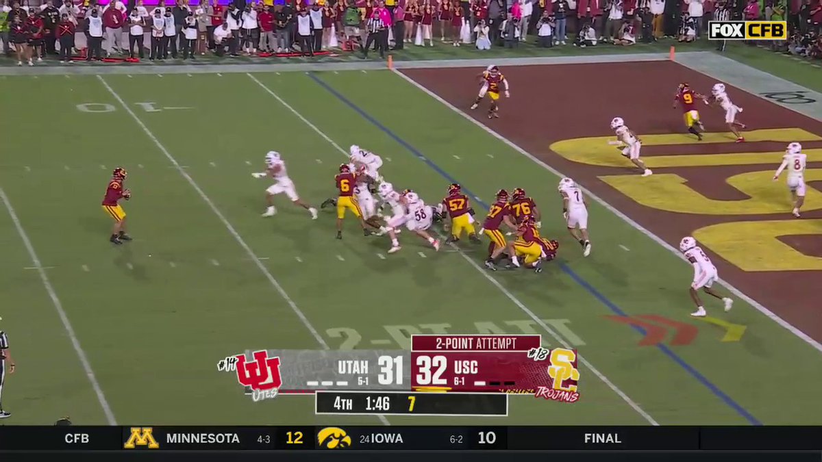 USC's 2-point conversion was unsuccessful