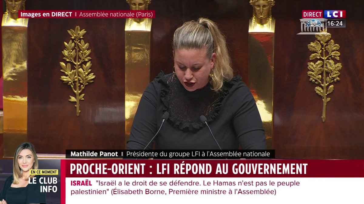 🔴 Guerre Israël-Hamas 🗣️ "Pourquoi la France est-elle incapable de dénoncer d'une même force les crimes du Hamas de ceux du gouvernement Netanyahu ?", demande Mathilde Panot au gouvernement