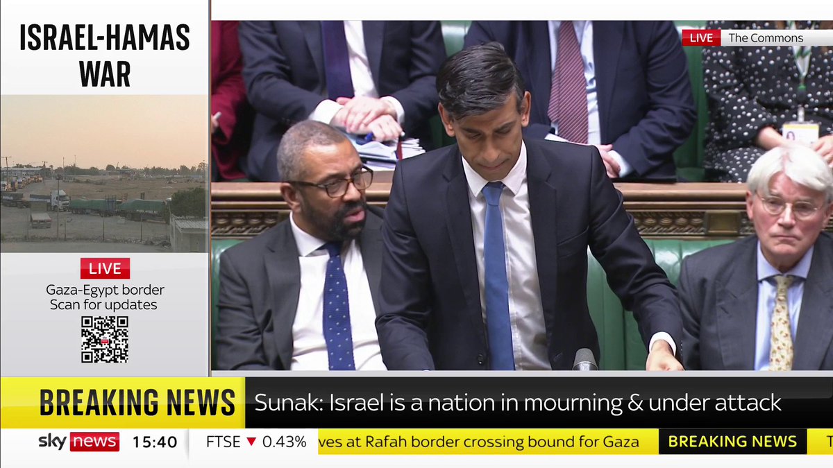 "We stand with Israel." Rishi Sunak tells the House of Commons that Israel is "a nation in mourning" and "a nation under attack", as he gives an update about his recent trip to the Middle East. 📺 Sky 501, Virgin 602, Freeview 233 and YouTube