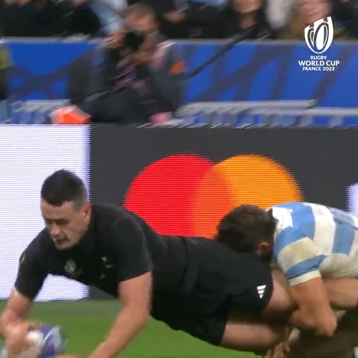 Sliding his way into the history books with a hat-trick Will Jordan 🙌 #ARGvNZL | #RWC2023
