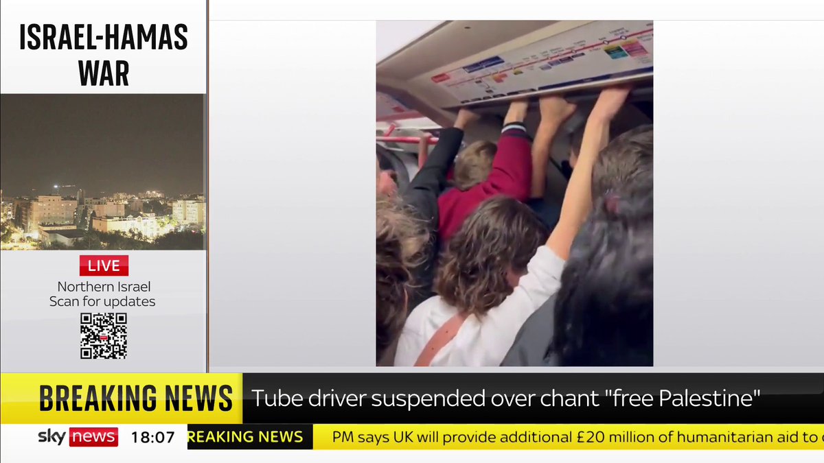 BREAKING: A Tube driver who appeared to lead a chant of "free, free Palestine" on a London Underground train on Saturday has been suspended pending further investigation, TfL has said. Latest: 📺 Sky 501, Virgin 602, Freeview 233 and YouTube