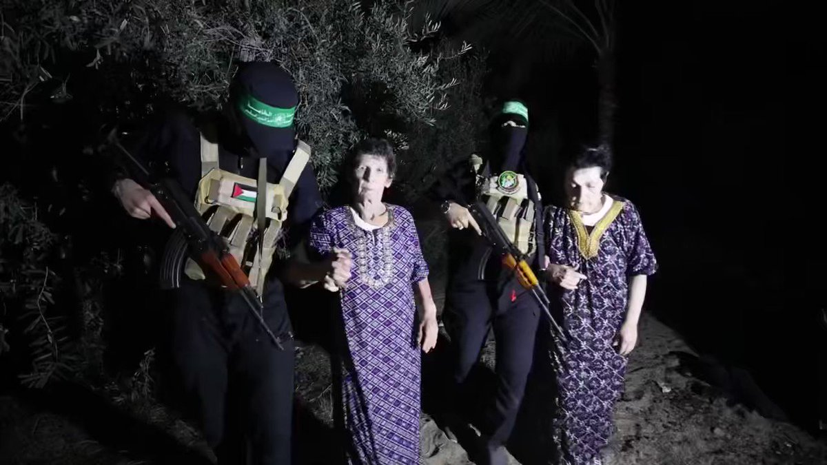 Compare how Hamas treats Israeli prisoners to how Israel treats Palestinian hostages. Look how the old lady turns around to say goodbye, while Israel denies a Palestinian woman treatment for severe burns. Never believe Israeli propaganda.