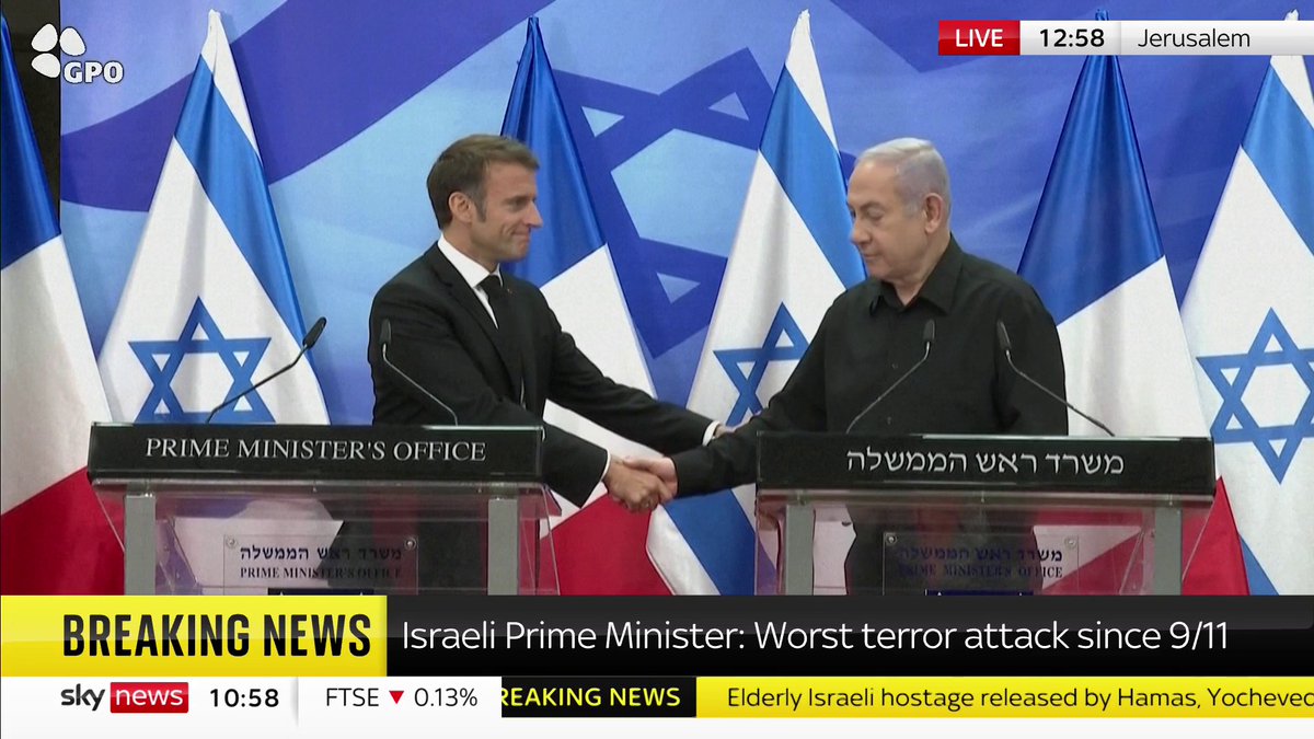 "Hamas must be destroyed." Israeli Prime Minister Benjamin Netanyahu claims Hamas are "putting people at check points with guns to prevent Palestinians from leaving." 🔗 📺 Sky 501, Virgin 602, Freeview 233 and YouTube