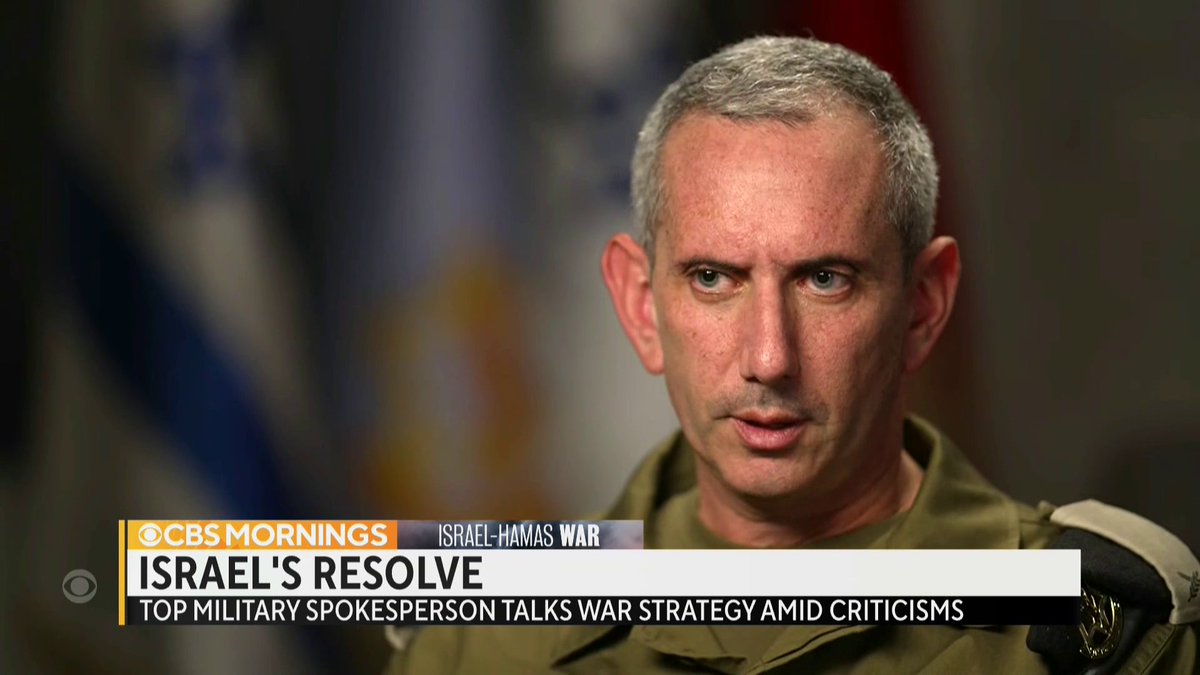 Israel’s chief military spokesperson, Rear Admiral Daniel Hagari, told @TonyDokoupil about Israel’s plans for life in Gaza after Hamas and his message to Palestinian people: “Hamas took you hostage. He kills his own people.”