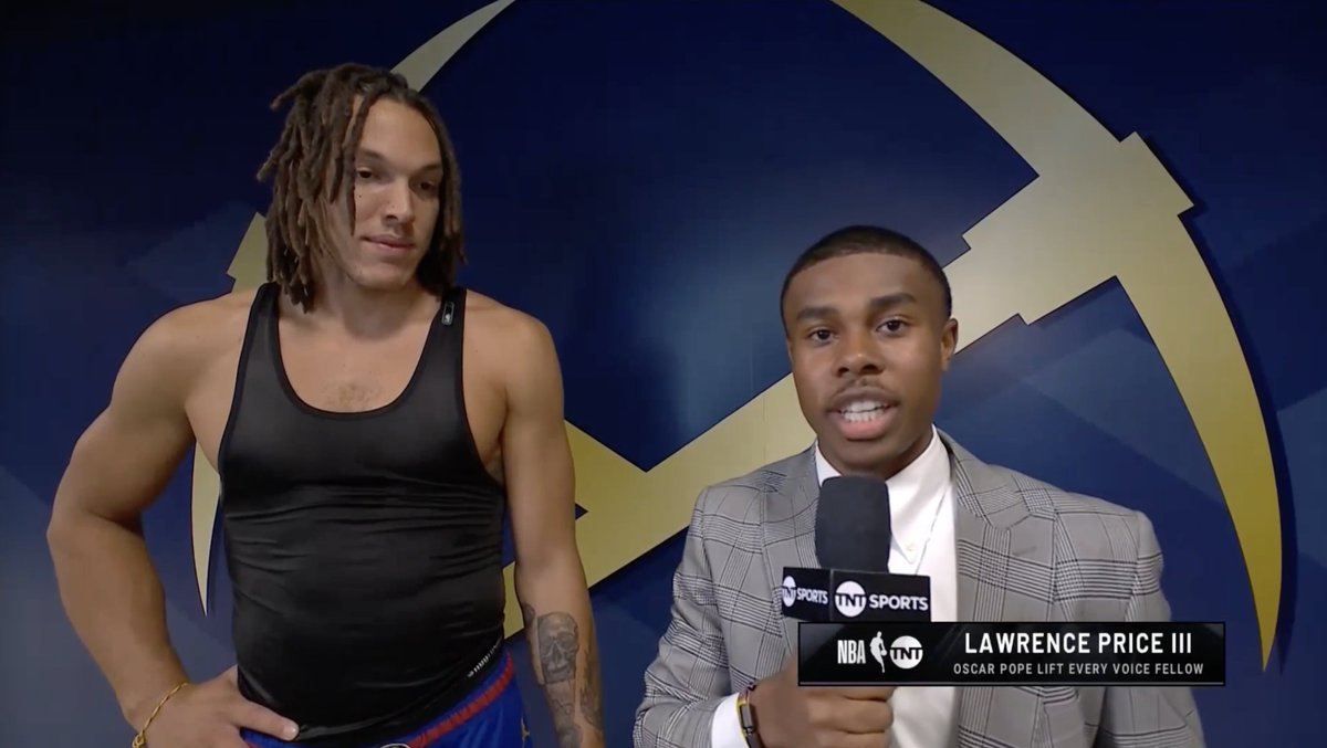 Our Oscar Pope #LiftEveryVoice fellow Lawrence Price III (Lawrence Price III) interviews Denver Nuggets Aaron Gordon ahead of NBA Opening Night!