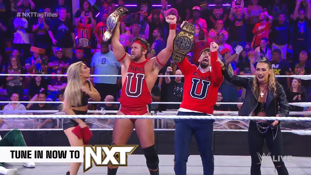 What a moment 🙌 #ChaseU has championship gold! #NXTTagTitles #HalloweenHavoc