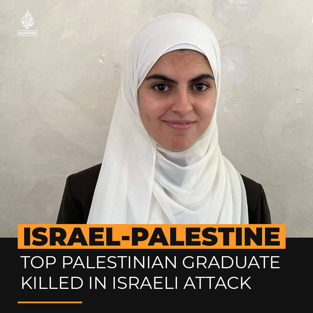 A teenager who graduated high school as the top-ranking Palestinian student of 2023 with a 99.6% average score is among the young victims of Israel’s air attacks in Gaza.